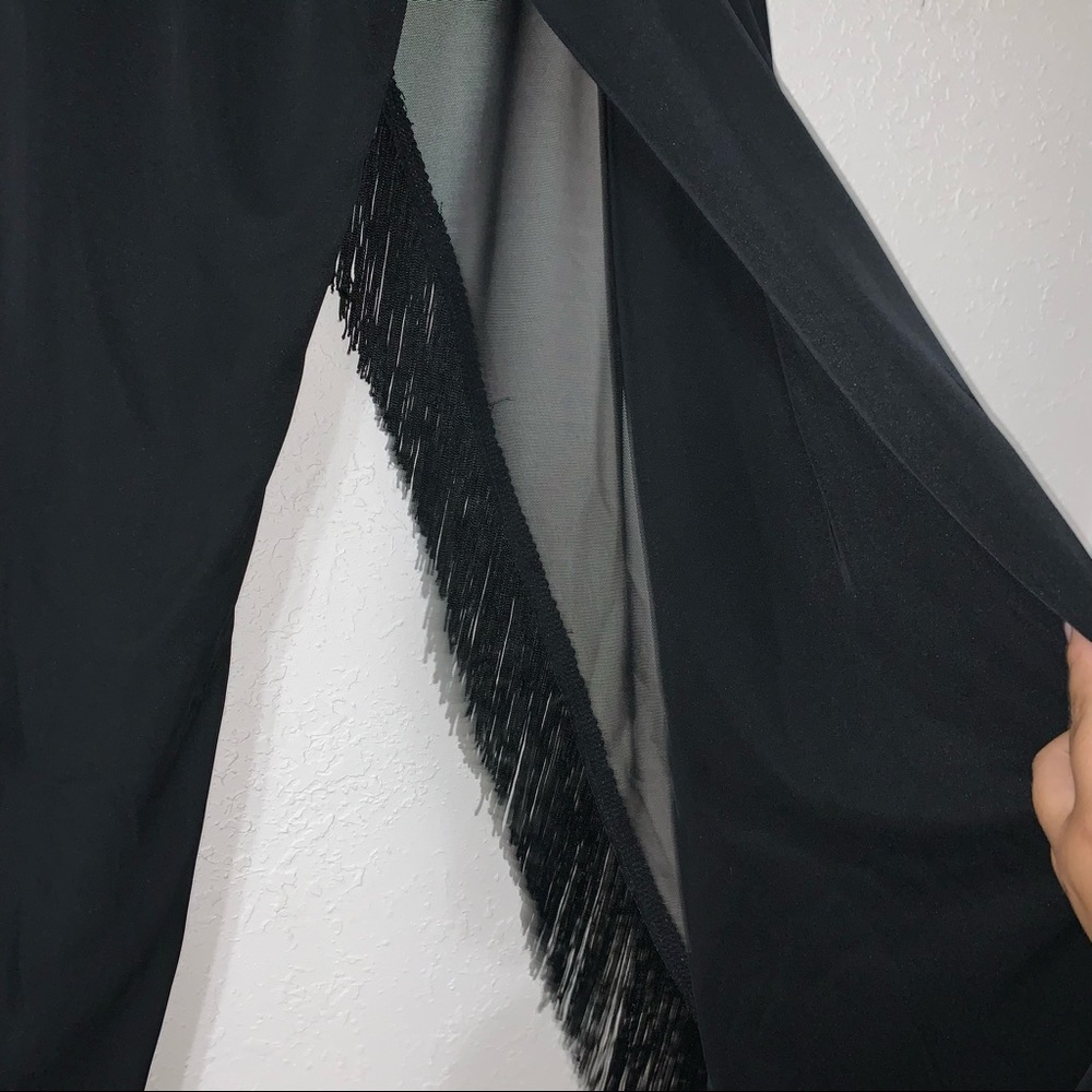FRINGE!❤JS Boutique Fringed Leg Sash Black Dress Pants. - Picture 9 of 9